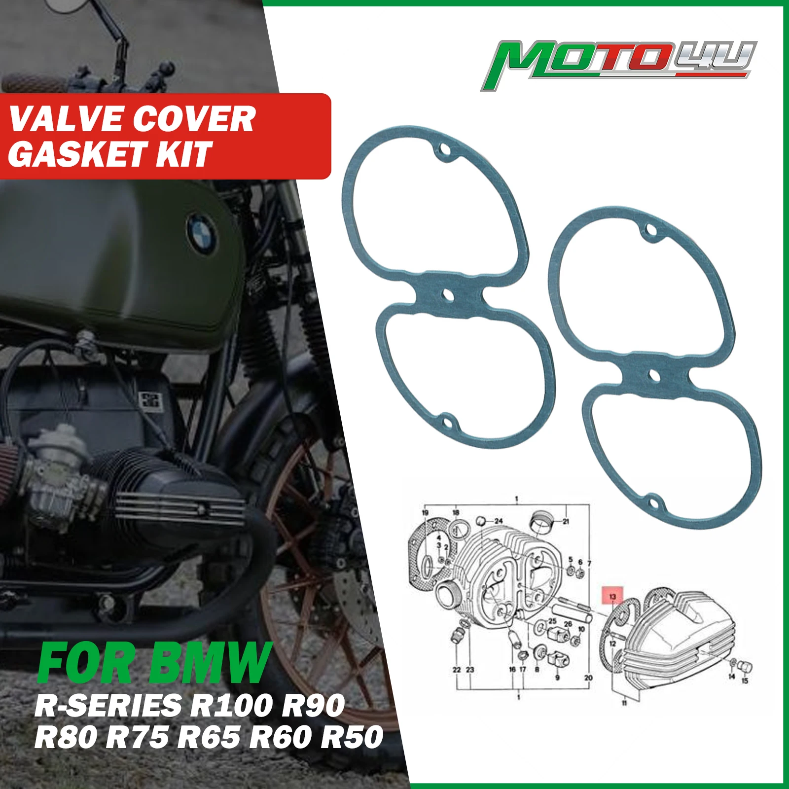 MOTO4U For BMW R-Series R100 R90 R80 R75 R65 R60 R50 Airhead Boxer 2pcs Valve Cover Gasket Kit Motorcycle Accessories
