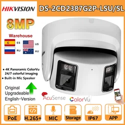 Hikvision 8MP Panorama-ColorVu-Turret-IP-Kamera DS-2CD2387G2P-LSU/SL 4K-Sicherheits-Doppelobjektiv-Farbnacht-Lautsprecher mit integriertem Mikrofon