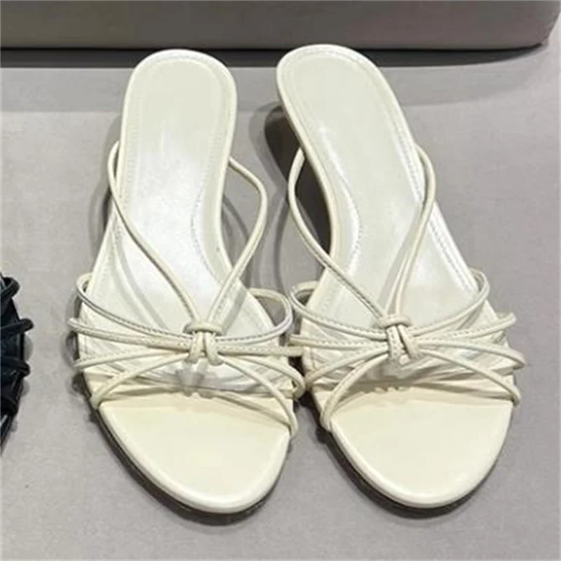 Crossover Strap Shoes for Ladies Round Toes Womens Low Heels Sewing Lines Female Sandals Belt Chassure Femme Solid Zapatos Mujer