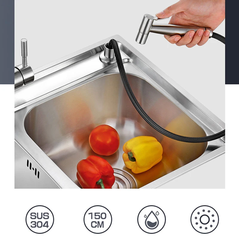 304 stainless steel black kitchen sink shower spray gun washing vegetables pull spray gun set bathroom bidet spray gun set