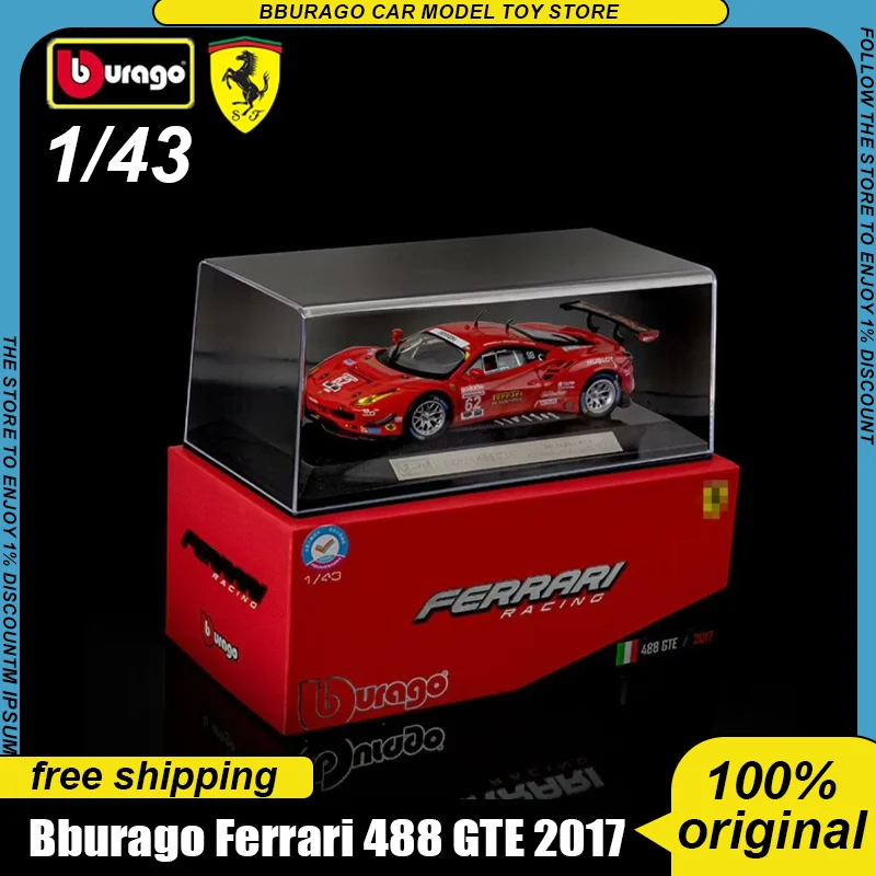 In Stock Bburago 1:43 Ferrari 488 Gte 2017 Alloy Miniature Diecast Model Ferrari 296 Gt3 Wrc Rally Car Model Toy Car Kids Gift