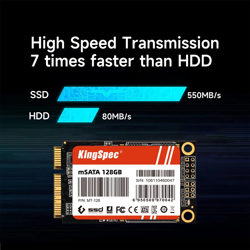 KingSpec mSATA SSD 128gb 256gb 512GB mSATA SSD 500g HDD For Desktop Mini SATA Internal Solid State Hard Drive for Hp Dell Laptop