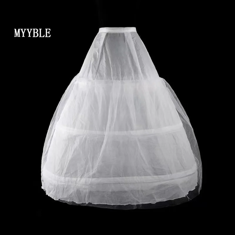 MYYBLE رخيصة تنورات بيضاء 3 الأطواق مطاطا ألف خط تنورة ثوب زفاف للنساء