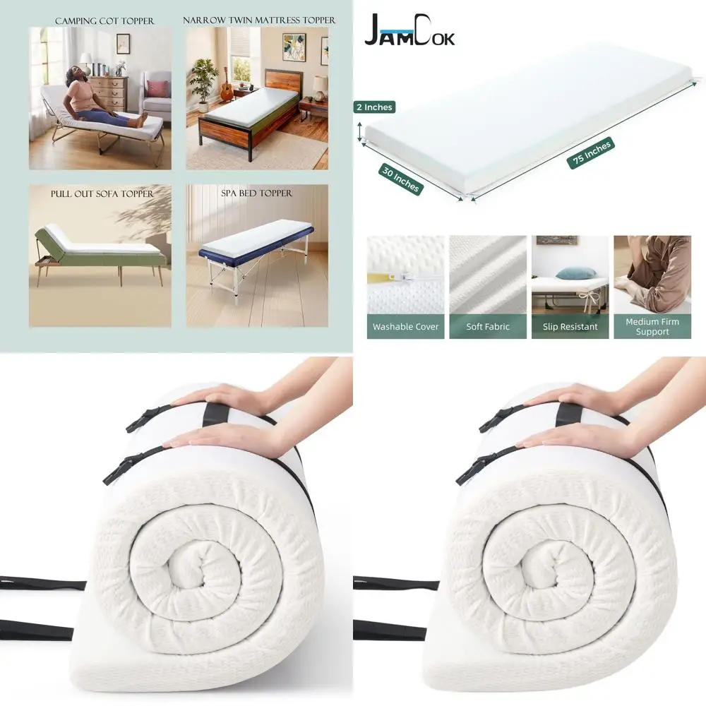 

Compact Twin Foam Mattress Topper for Camping, Sofa Beds, and Portable Sleeping - 75 x 30 Supportive Pad