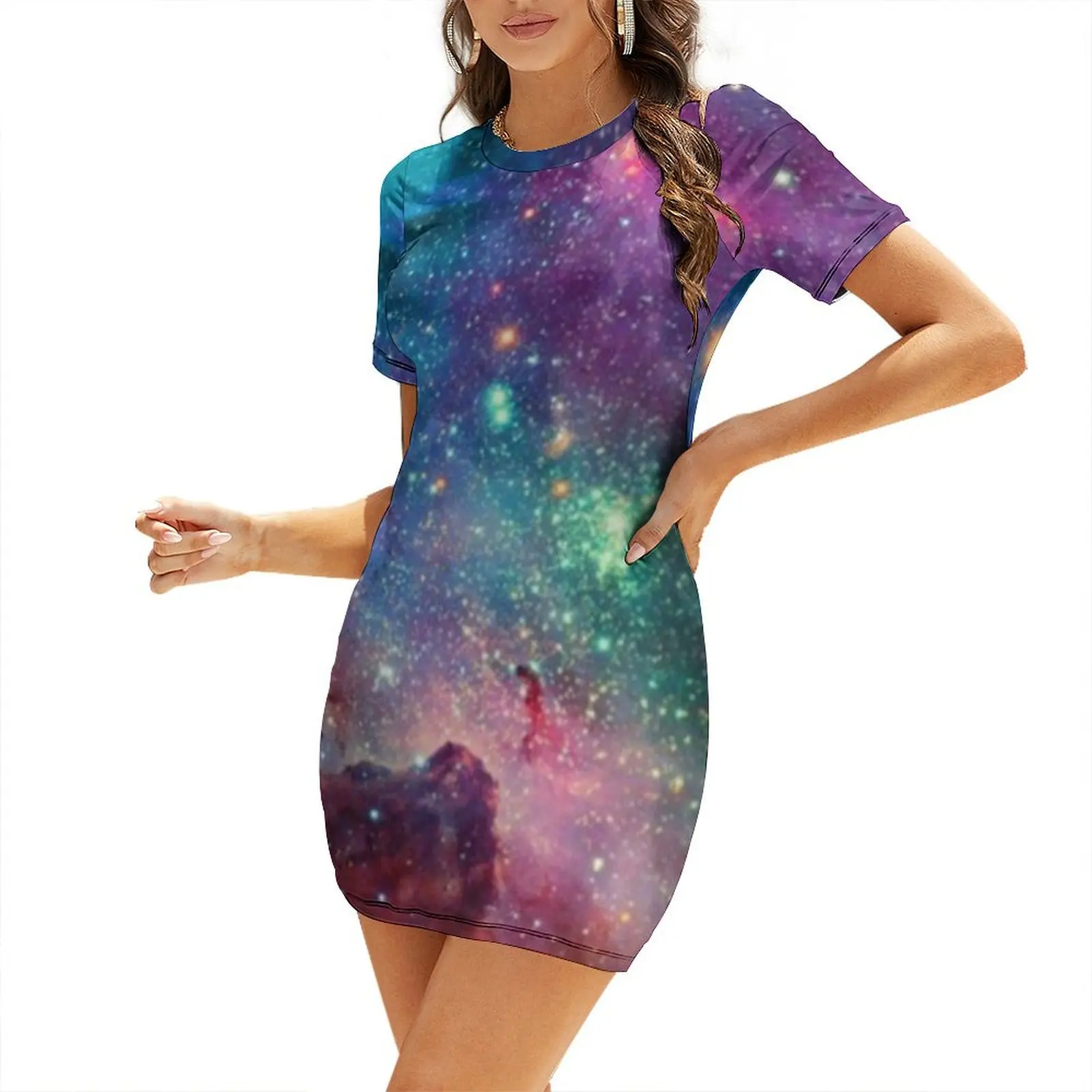 

Galaxy Short Sleeved Dress woman dress evening dresses women evening dresses ladies women party dresses