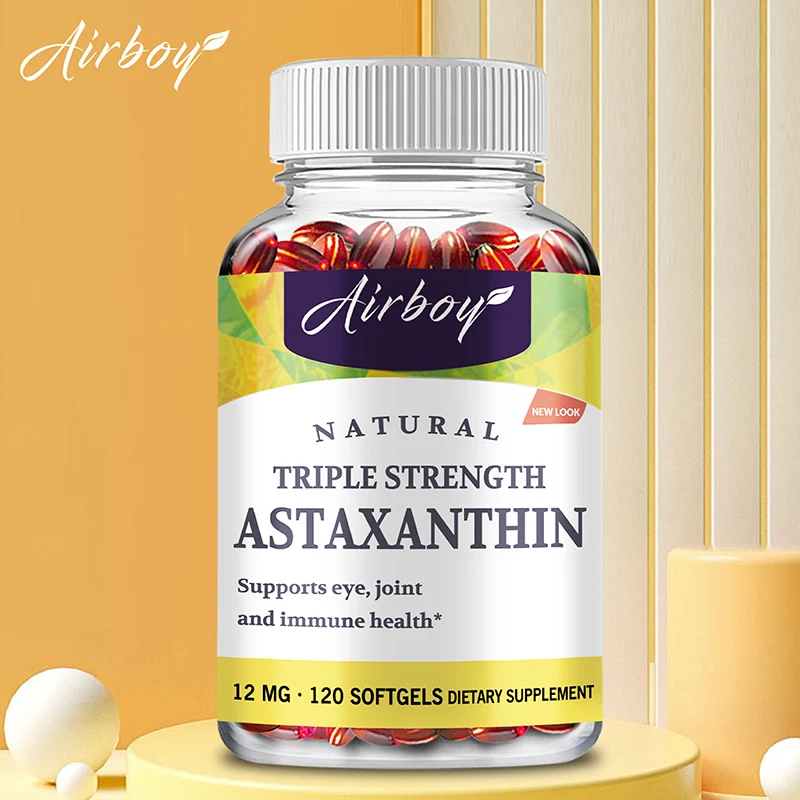 

Astaxanthin 12mg - Improves Eye, Joint, Skin Health and Energy Levels, Supports Heart Health, Immune System