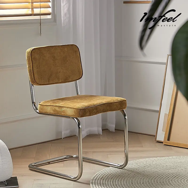 

Internet celebrities ins medieval chair leisure B & B corduroy single backrest stool household wrought