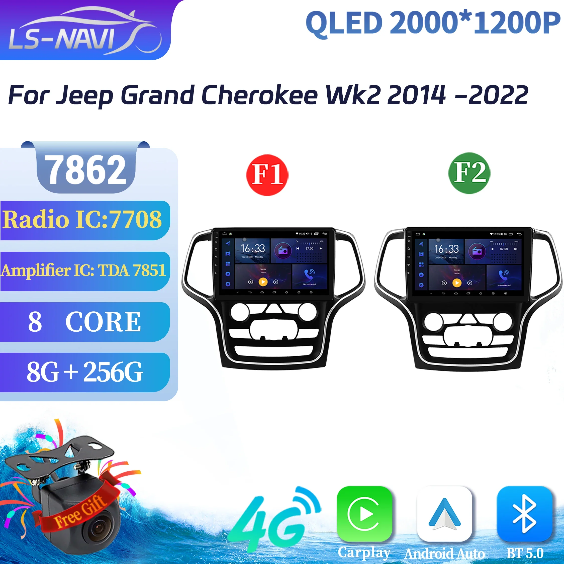 

Android 14 Car Radio Wireless Carplay For Jeep Grand Cherokee Wk2 2014-2022 Stereo Multimedia 4G GPS 7862 8+256 radio 2K Screen