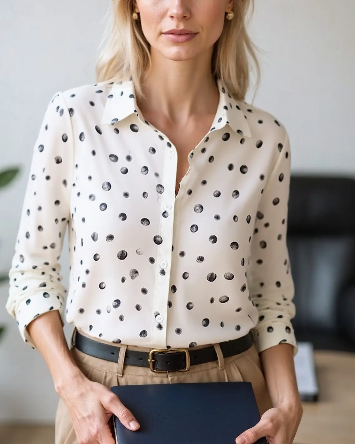 Women's Blouse Tops Geometric Color Block Elegant Daily Stylish Long Sleeve Shirt Collar Regular Tops Work Daily Buttons Prints