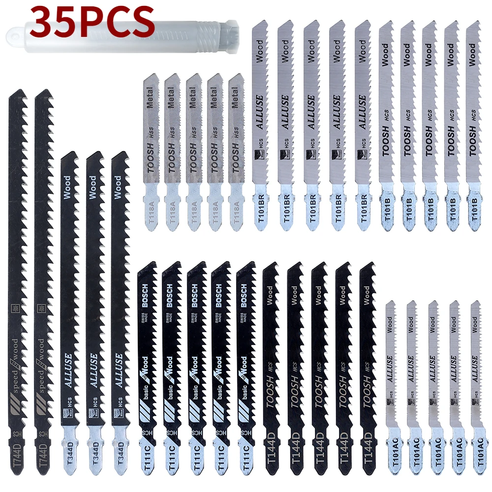 35/40Pcs Jig Saw Blade Stainless Steel Jigsaw Blade Set T744D/T344D/T101B/T111C/T144D/T101AO/T118A/ T101BR Woodworking Saw Blade