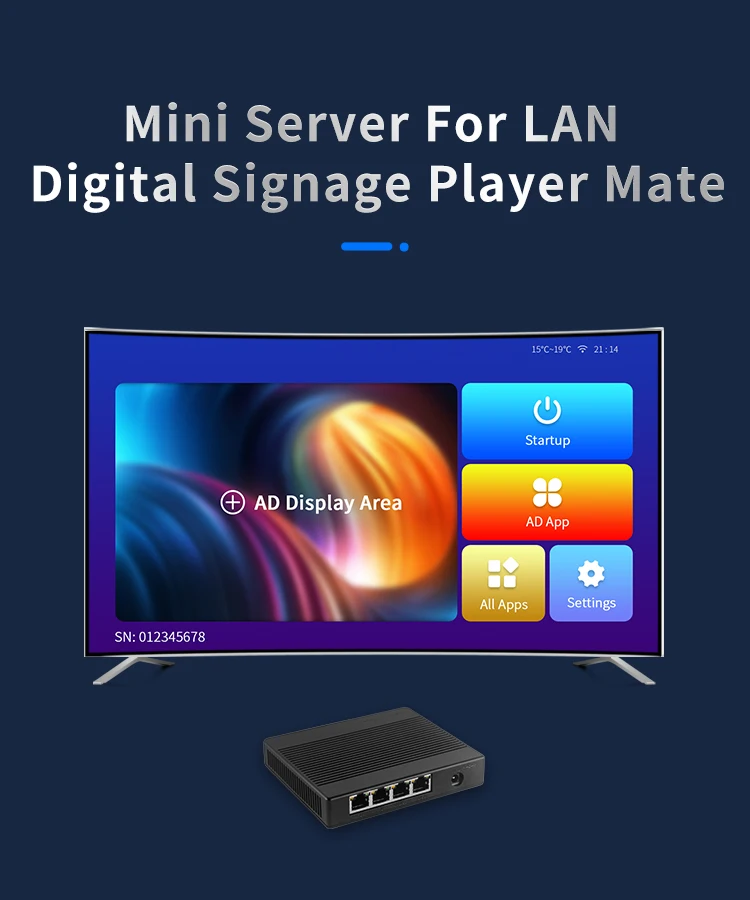 Digital signage player Mate local network server 2.5G 1G high speed port Save 95% power cost LAN RK3568 Mini Server