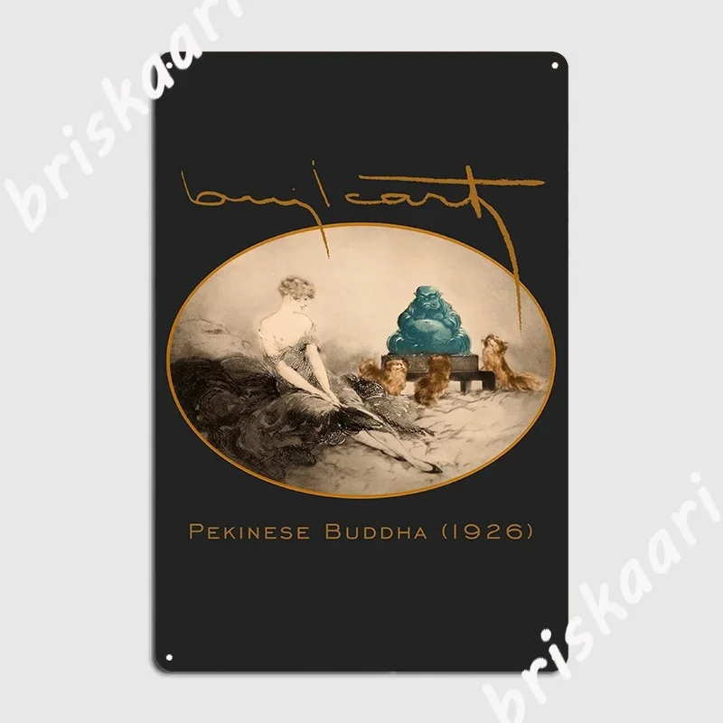 Louis Icart 1888 1950 Пикинец Будда 1926 Арт-деко Металлическая табличка Плакат Настенный паб Печатные таблички Оловянная вывеска Плакат