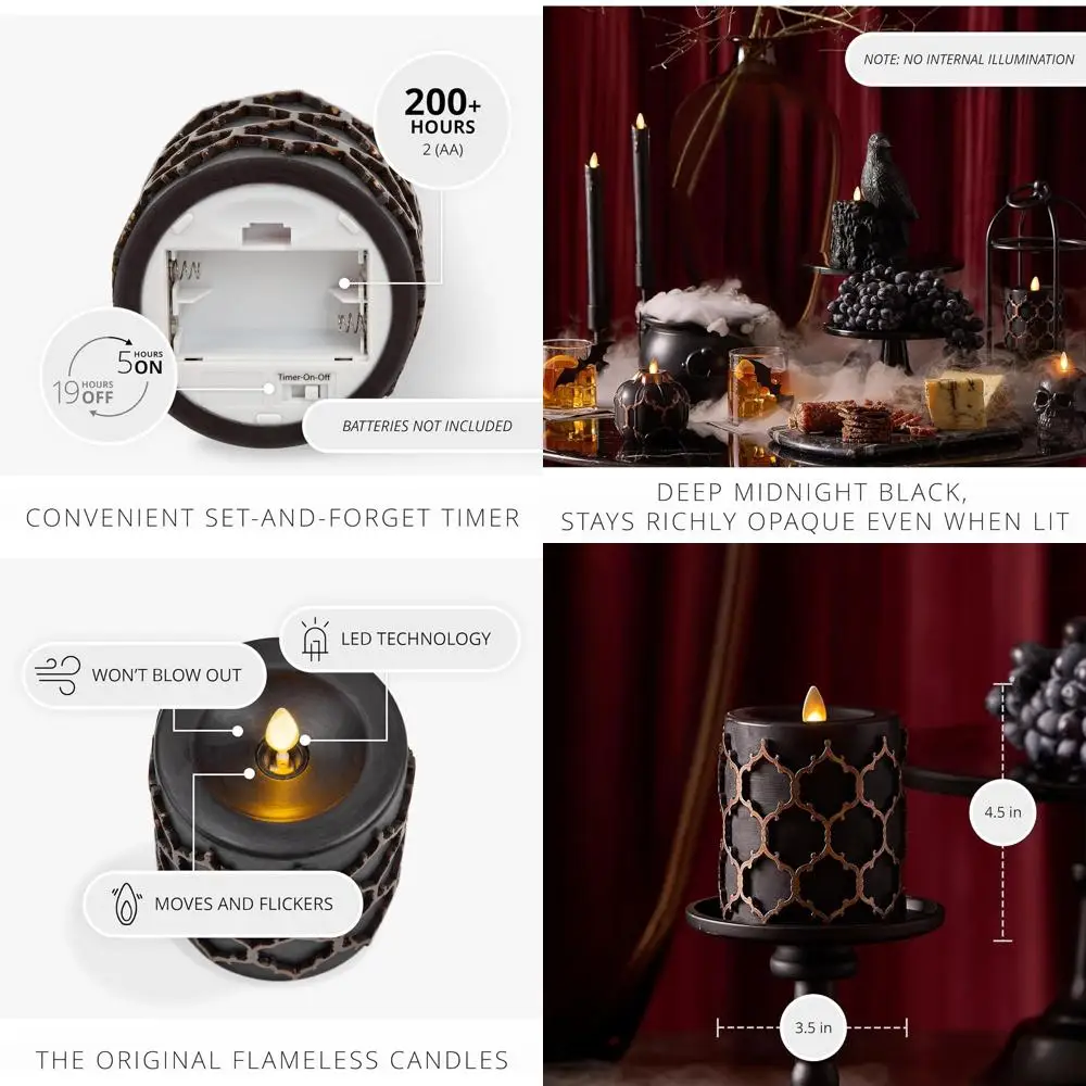 Battery-Powered 3.5 x 4.5 LED Pillar Candle with Timer Function, for Indoor Decoration or Dining Table Centerpiece