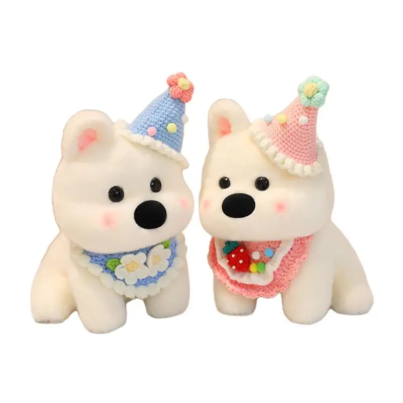 

25cm Cartoon Bib Animal West Highland White Terrier Plush Toy Soft Puppy Standing Plushie Birthday Gift