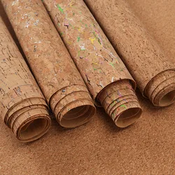 100cm*138cm Glitter Natural Cork Wood Leather Fabric Printed Colored Bow Craft Bag Shoes Sewing DIY Decor Crafts