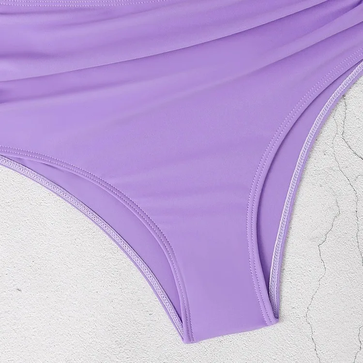 2025 New One-piece Purple Gradient Waist Exposed Simple Design European American Foreign Trade Beach Sports Sun Swimwears