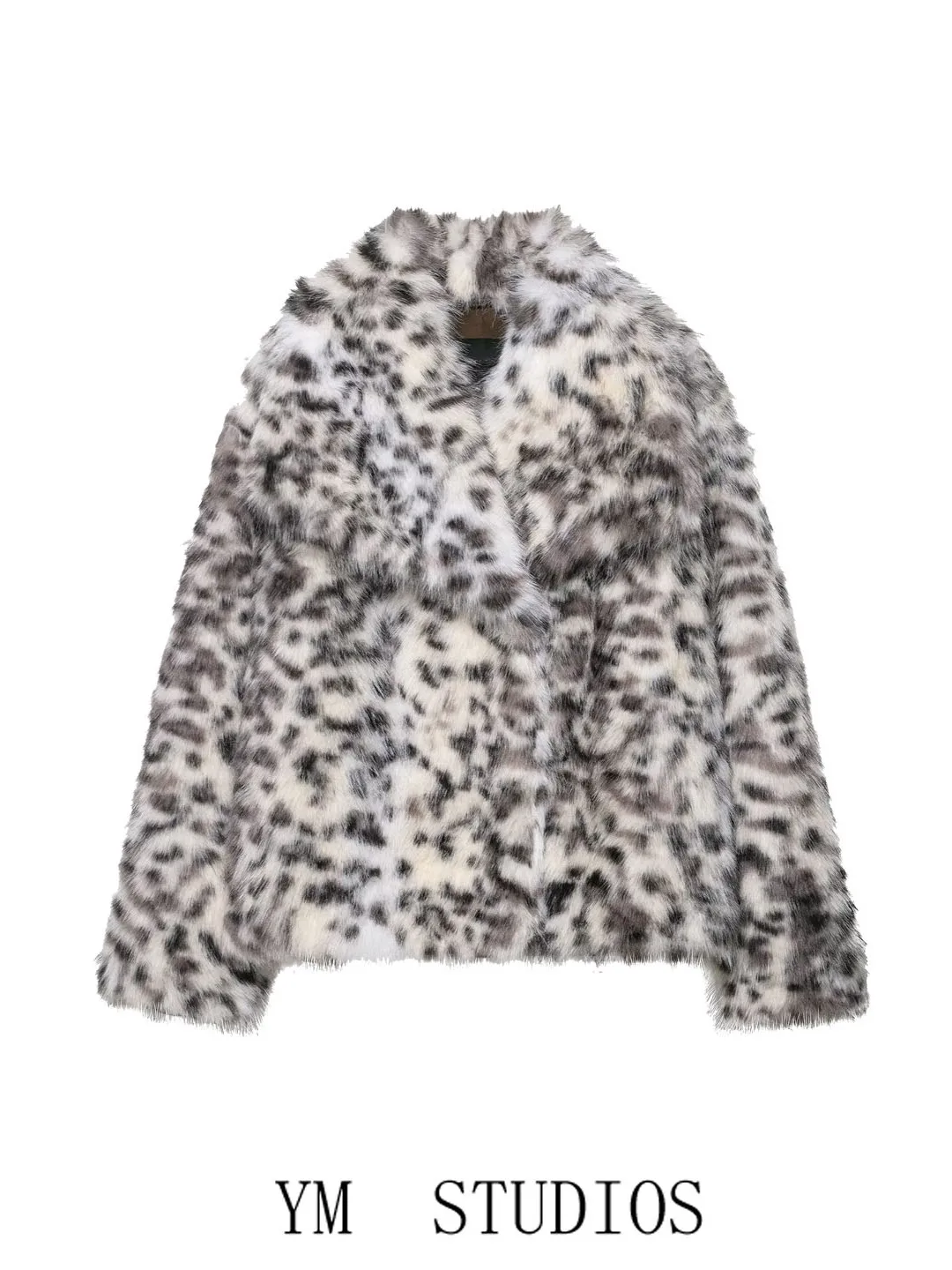 

Женское зимнее пальто Jaet 2025 с животным принтом и леопардовым узором из искусственного меха и кожзаменителя, женское пальто свободного покроя, длинное пальто...