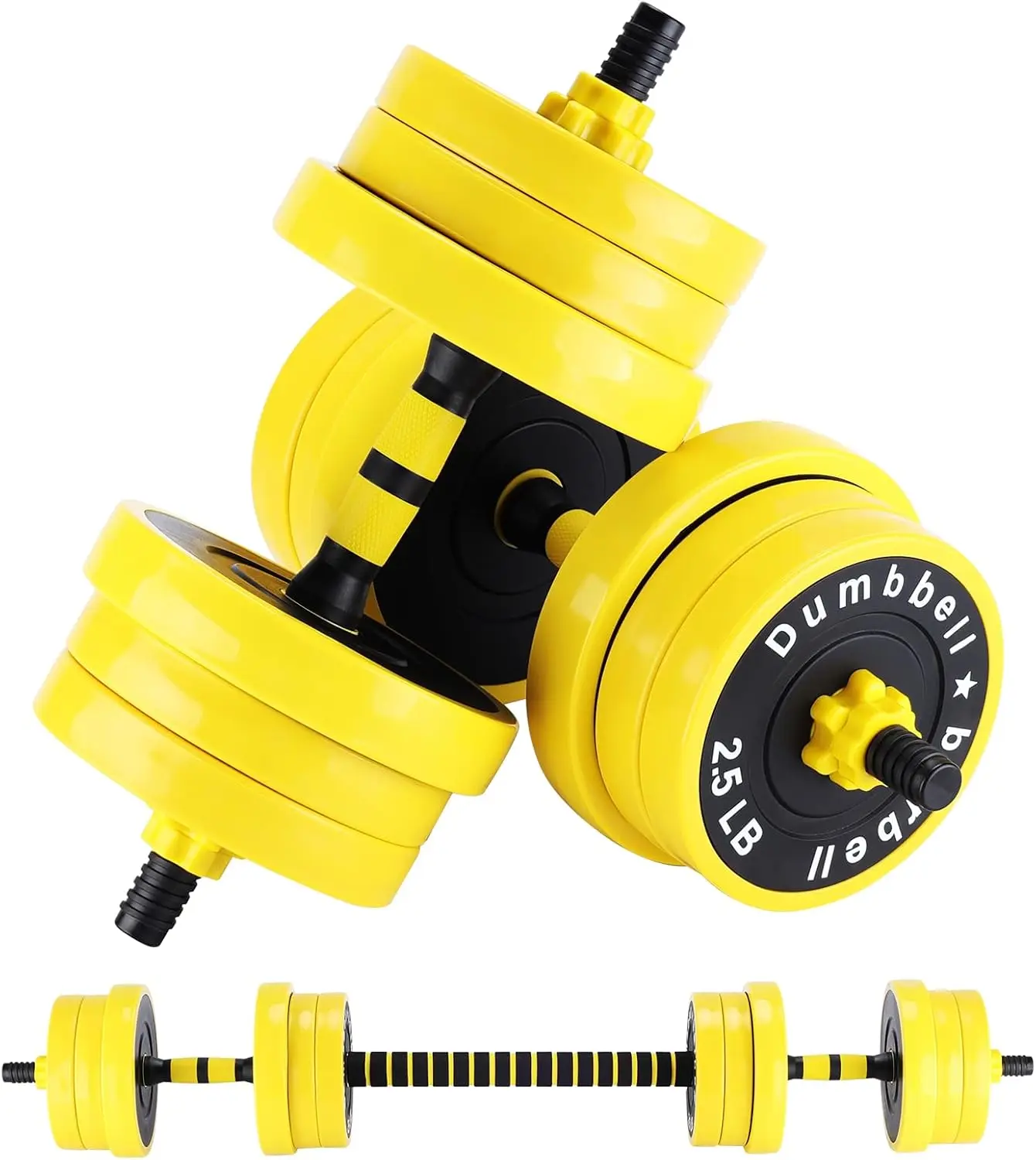 2-In-1 Adjustable Dumbbell Set, 44 Lbs Dumbbell Weights Used As Dumbbell and Barbell Set Comfortable Handle for Home Gym