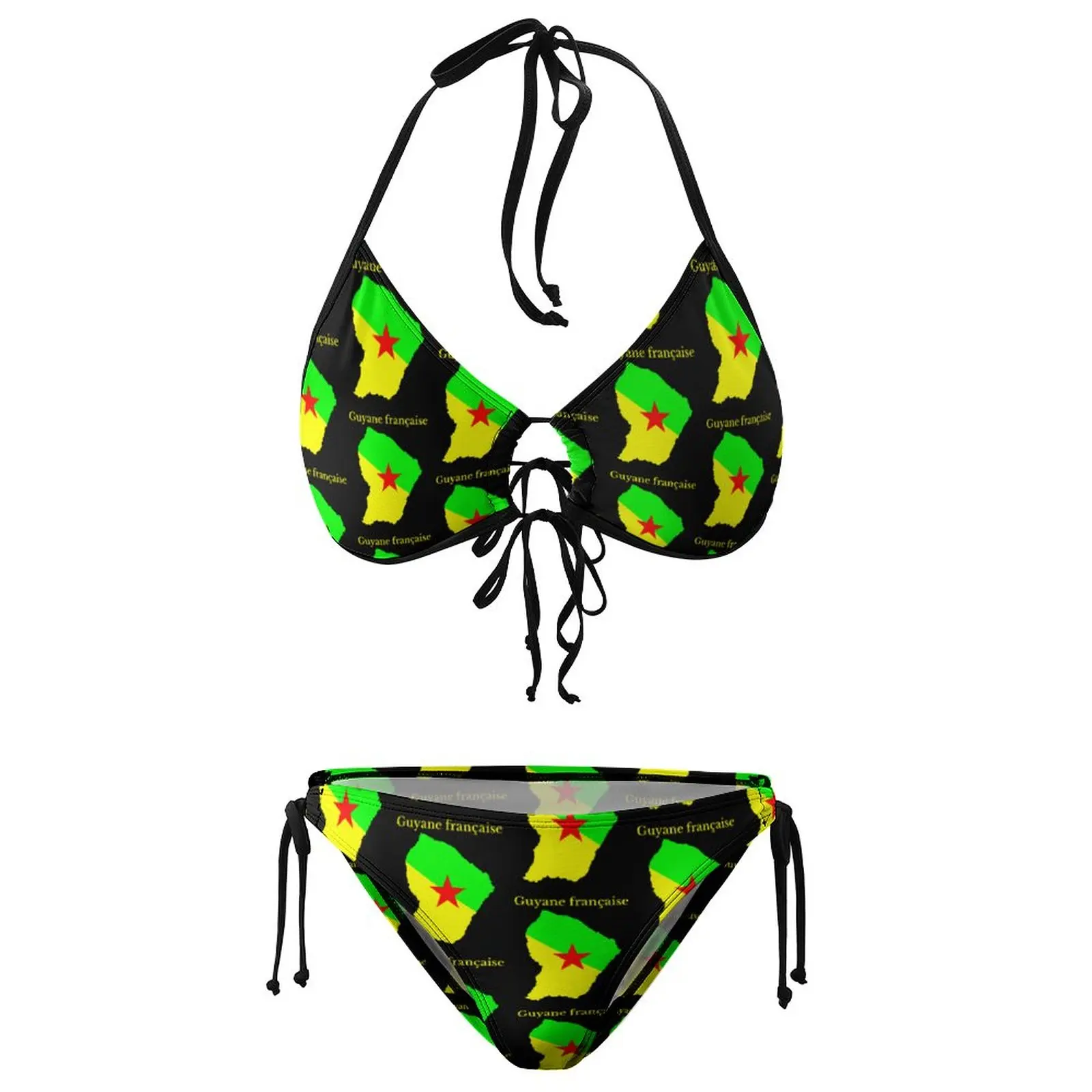 Neuheit exotischen Bikini Französisch Guayana (Guyane Française), Flagge Karte, Französisch Region, Frankreich lustige Bikini Schwimm kostüm Top Qualität