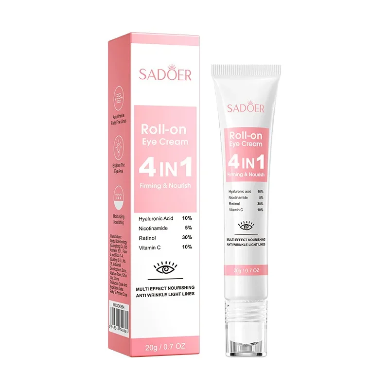 SADOER 4in1 لفة على كريم عين مرطب مضاد للهالات السوداء عيون أكياس ثبات ترطيب مصل العين العناية بالبشرة للعيون الجمال