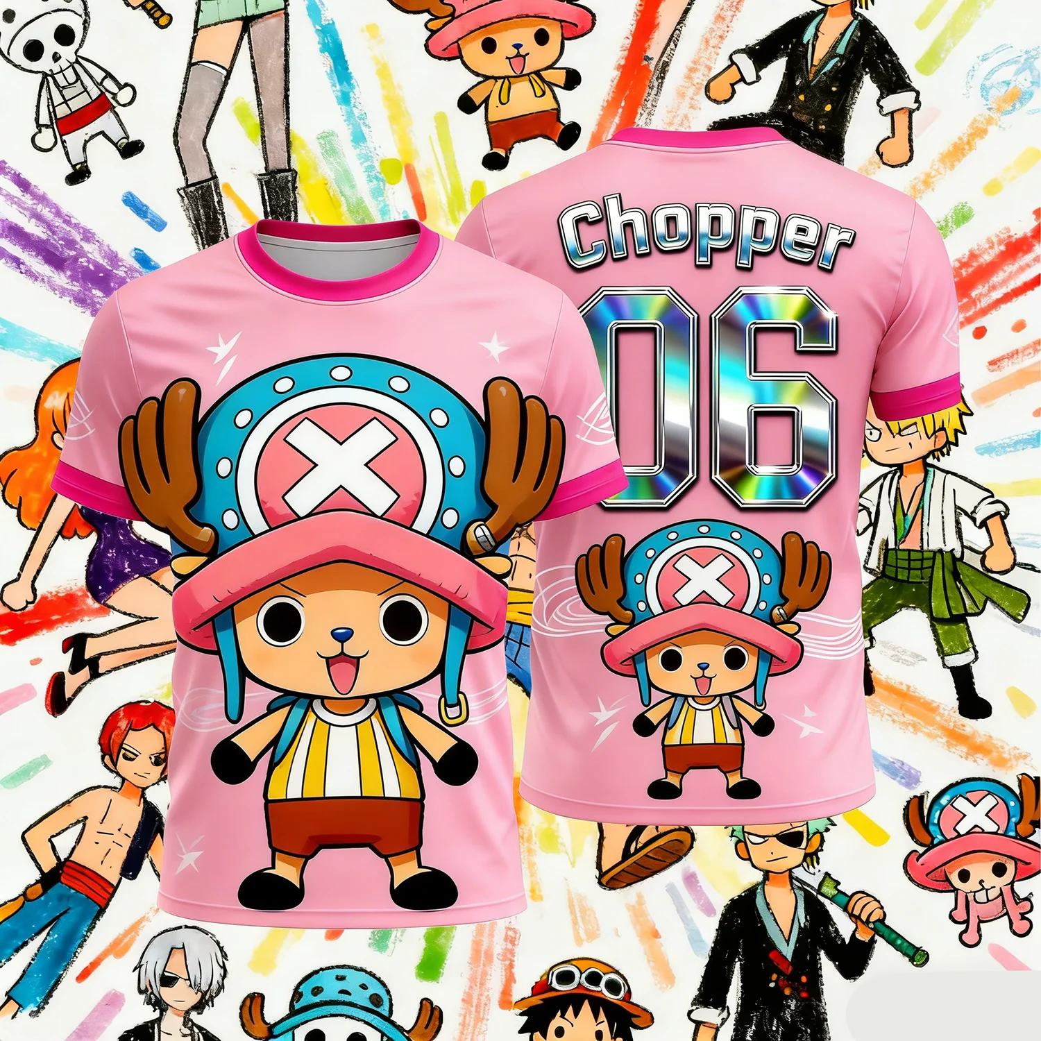 One Piece Tony Tony Chopper 06 Soccer Jersey 3D Quick Dry T-Shirt For Men Women Kids Sports Anime Tee Summer Fashion Clothing