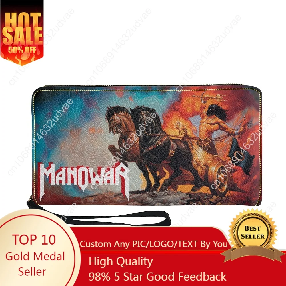 

Manowar Heavy Metal Band Custom Purse Mens Womens Teenagers Zipper Long Wallets Double Print Portable Wallet Gift Bag