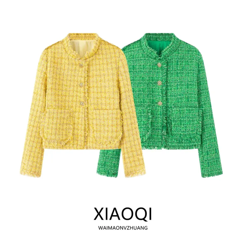 

Yellow Tassel Thin Outerwear 2025 Autumn New Arrival Women's Faionable Versatile High-End Commuting Coat Ele Chinoiseri...