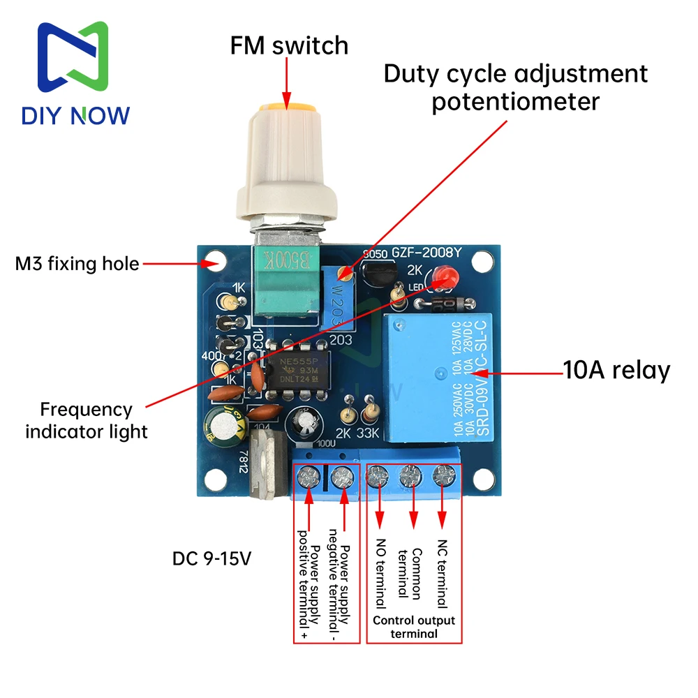 Einstellbare Frequenz Schalter Relais 10A Mixer-strobode Motor Control Modul Taschenlampe Schaukel Maschine Motor Vorwärts und Rückwärts