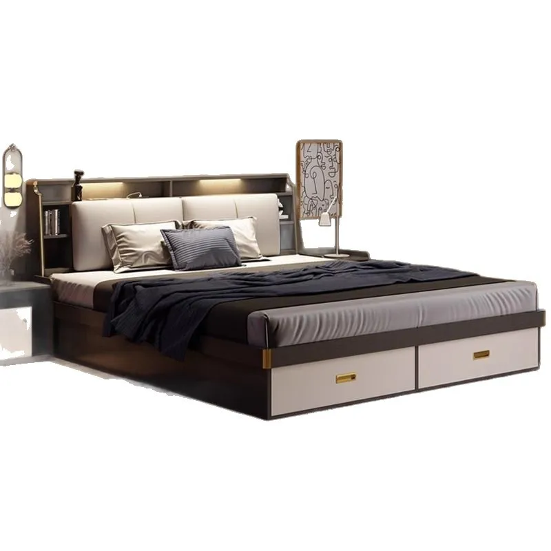 

Modern simple high box storage bed, small floor-to-ceiling air pressure storage bed
