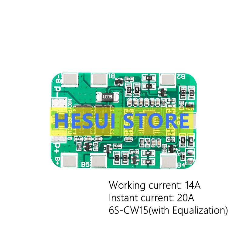 6 string 22.2V/25.2V18650 lithium battery protection plate with balanced anti-overcharge and overdischarge 14A working current