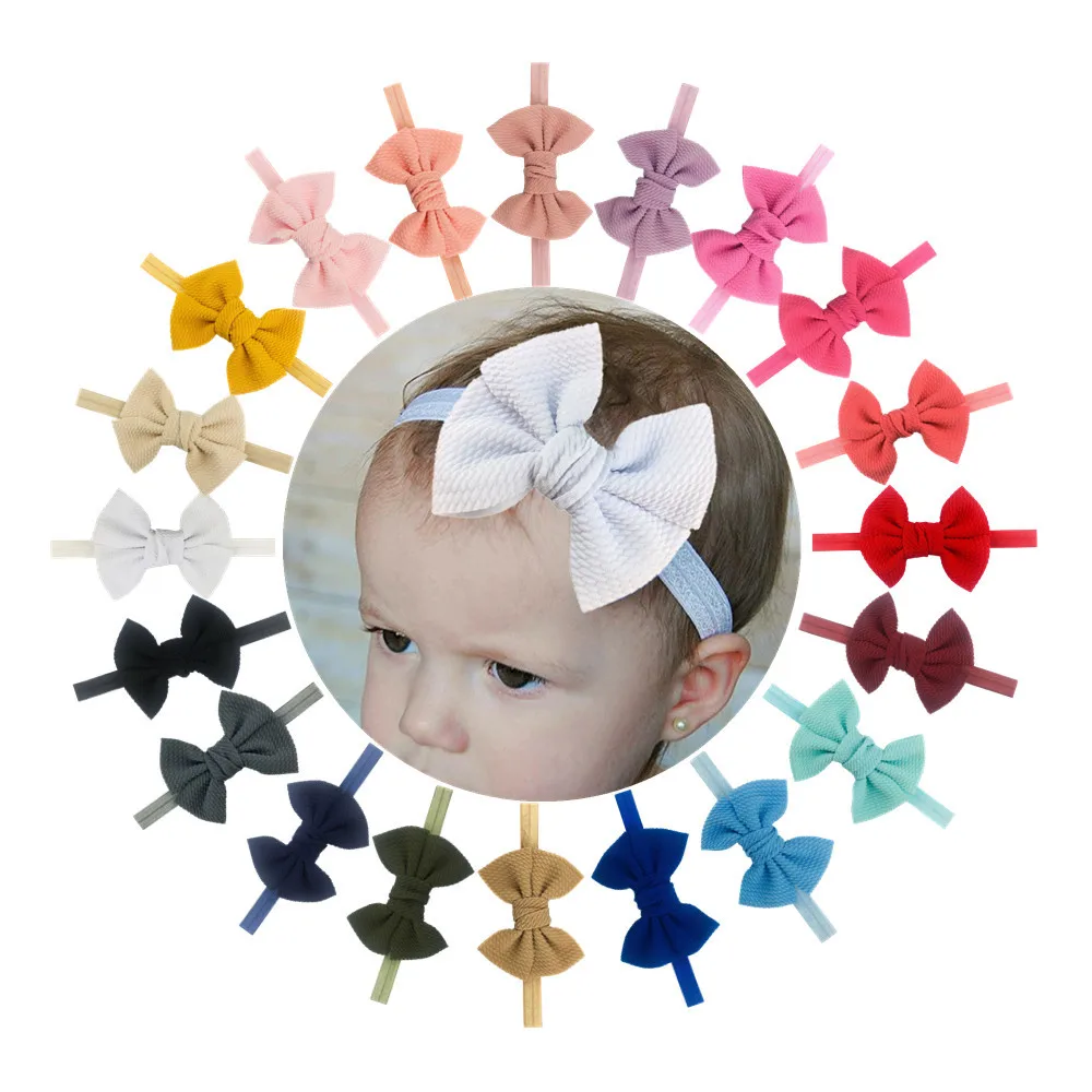 

200 шт., оптовая продажа, повязка на голову с двойным бантом для девочек в европейском и американском стиле, детская экологически чистая глянцевая эластичная повязка на голову в S