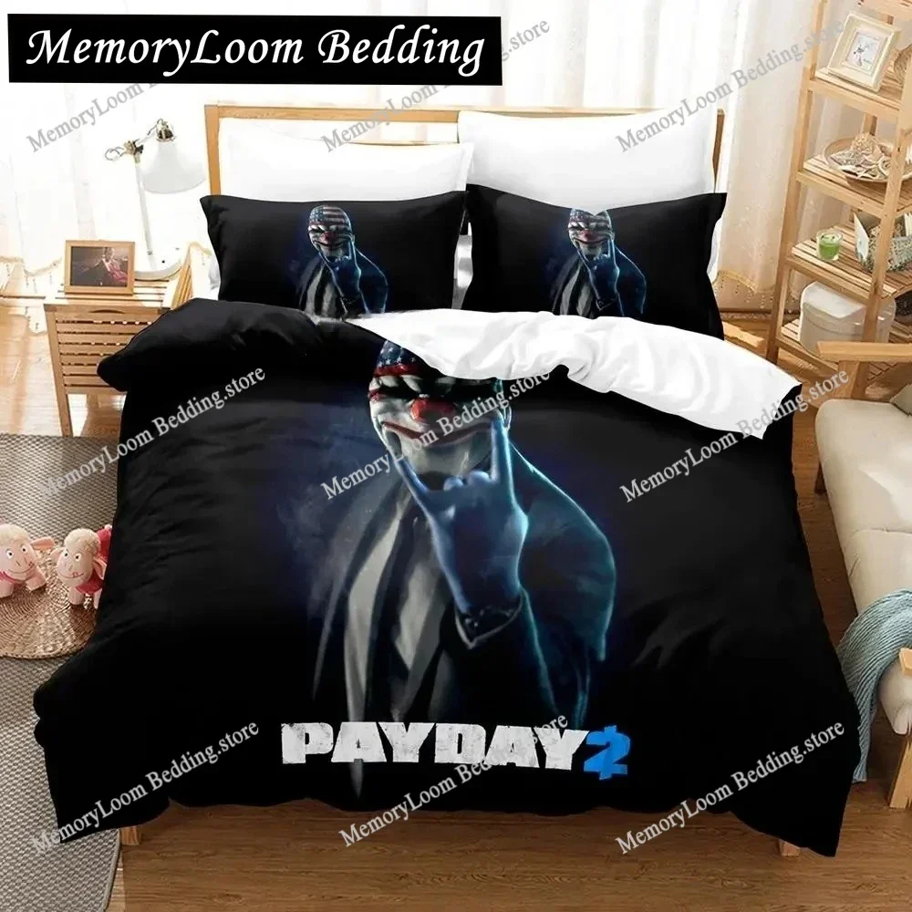 Game Payday Bedding Set Single Twin Full Queen King Size Bed Set Adult Boys Bedroom Duvetcover Sets Hip Hop Clown Anime Bed