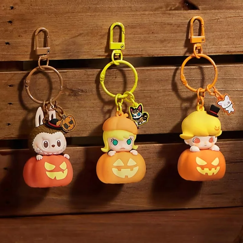 

Original 2024 Halloween Strange Dionysia Series Labubu Pumpkin Shine Molly Keychain Pendant Dimoo Small Pendant Surprise Gift