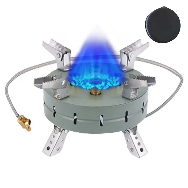 

Portable Camping Stove 5 Copper Fire Holes Windproof Outdoor Portable Stove 13800w Thick Base Fire Stove With EVA Storage Bag