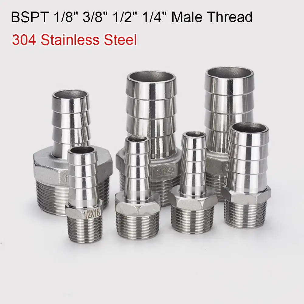 

1 шт., соединитель-адаптер, соединительное соединение для шланга из нержавеющей стали 304, наружная резьба, соединитель для шланга от 6 мм до 12 мм, фитинг для трубки BSPT для трубки из полиуретана и полиэтилена
