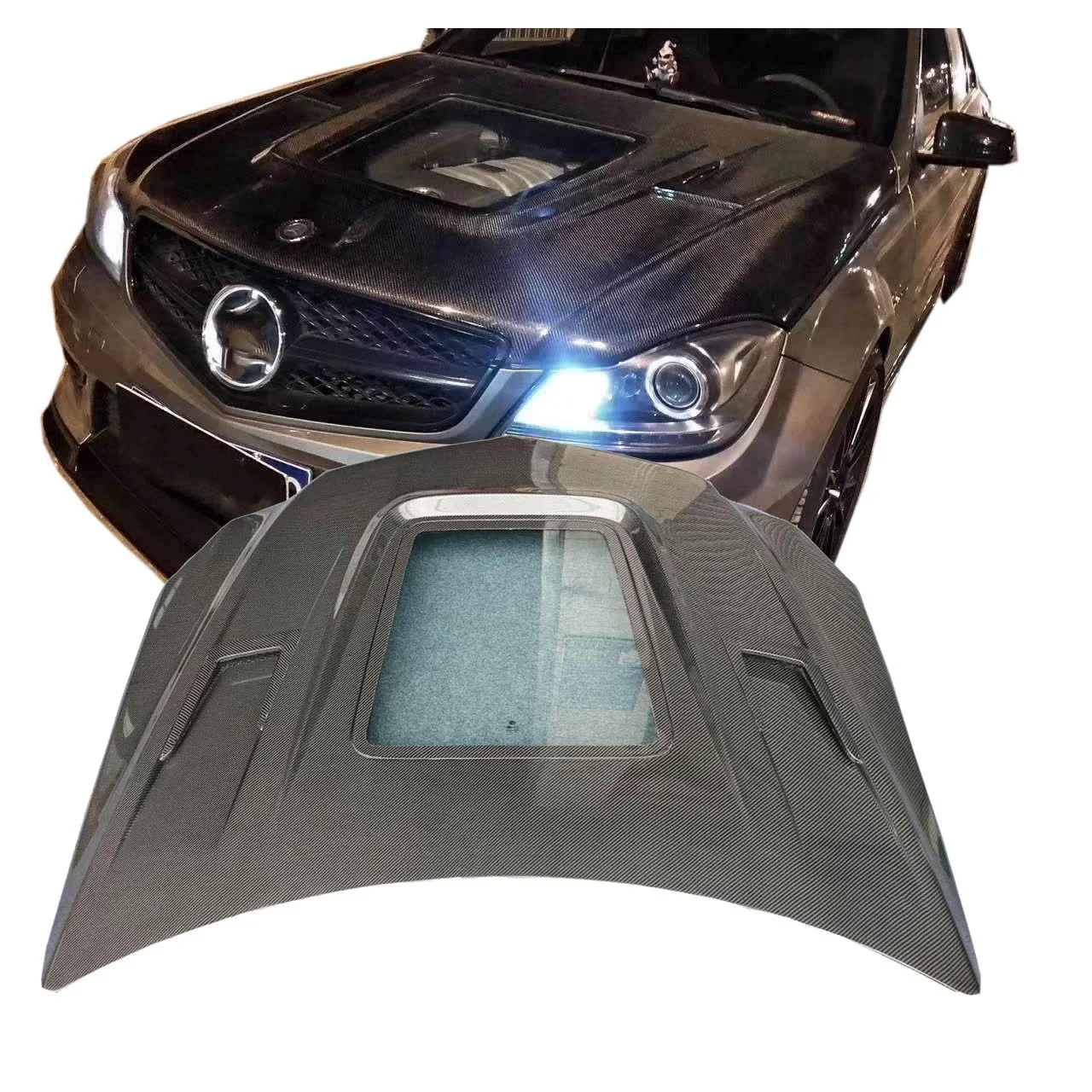 

Carbon Fiber With Glass vent Engine Bonnet For Mercedes Benz E Class W207 C207 Coupe AMG Hood C Style