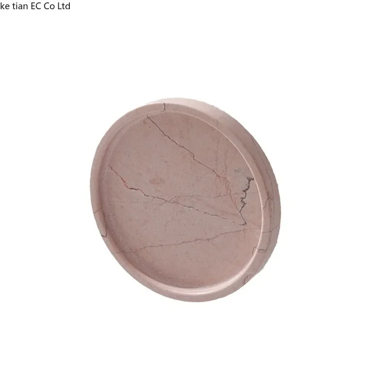 European style creative marble tray Light luxury rose pink trays decorative Jewelry key storage plate Bathroom storage tray view 5