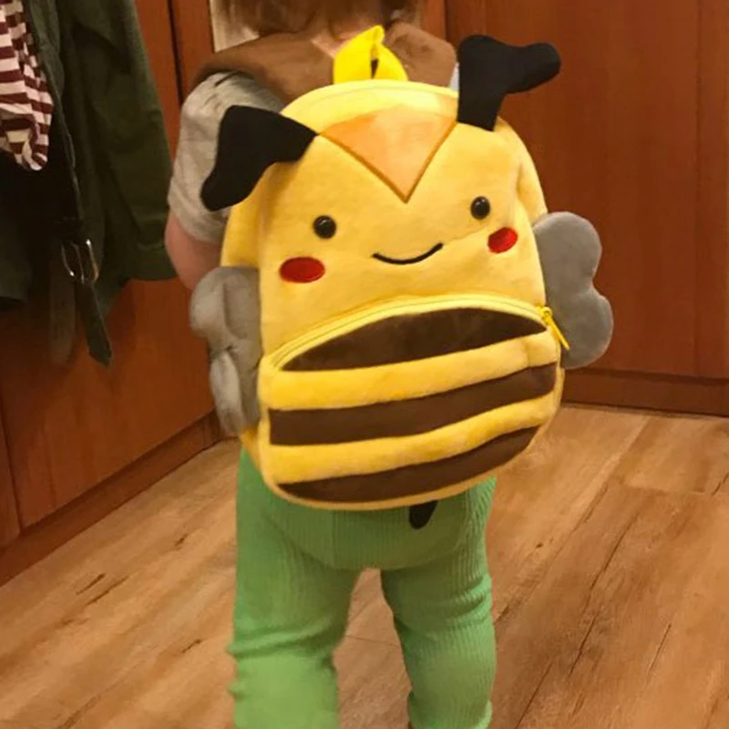 Sac à Dos en Peluche avec Animaux de Dessin Animé pour Enfant, Cartable de Maternelle