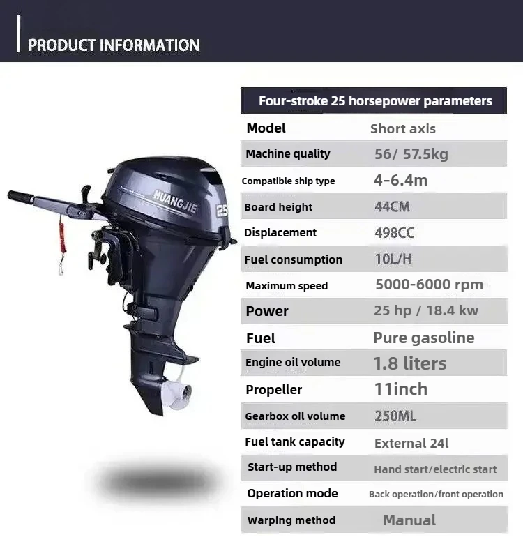4 Stroke 18.4KW/25HP Boat Engines Manual Start Engine Water Cooling Outboard Jet Engine for Speed Kayak