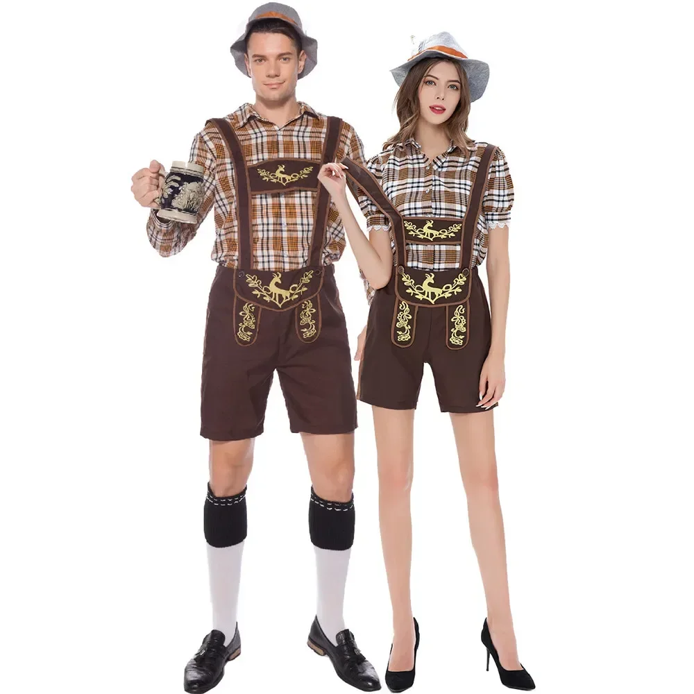 男性と女性のためのOktoberfestコスチューム、伝統的なドイツのバイエルンのビールの衣装、ハロウィーンのカーニバルパーティーの服、カップルのコスプレ