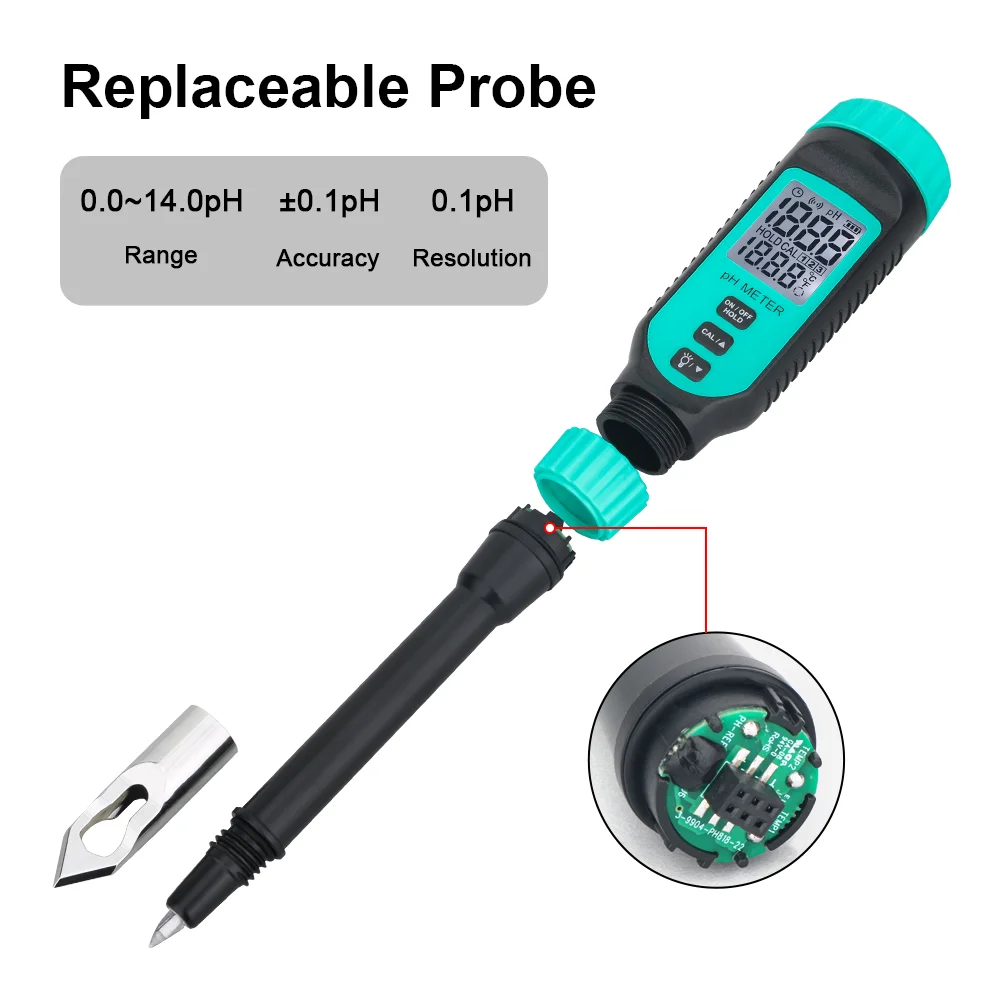 Imagem -02 - Penetrante do Solo ph Tester Acidimeter Profissional Lcd Backlight Display Líquido Portátil Pão Pastelaria ph Medidor em 1