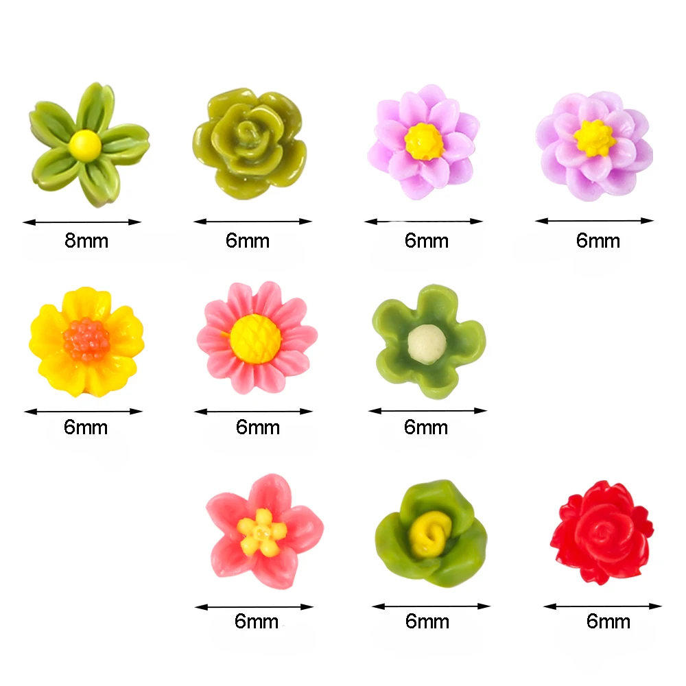 100pcs 3D Colorful Resin Nail Flower Charms Mixed Design Bud Peony Camellia Nails Art Decoration Rhinestones Biżuteria Akcesoria