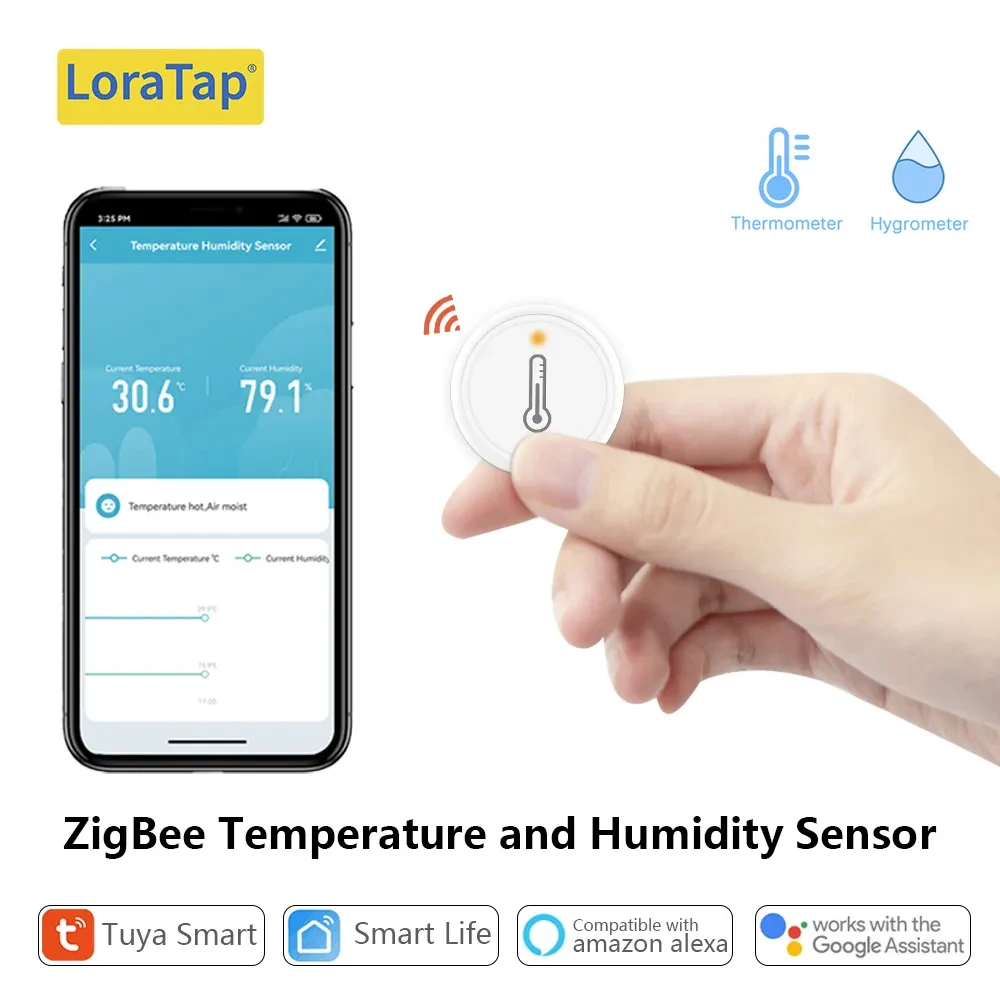 Tuya ZigBee 3.0 Wireless Temperature and Humidity Sensor Compatible with Smart Life Home Assistant Google Echo Alexa Voice DIY