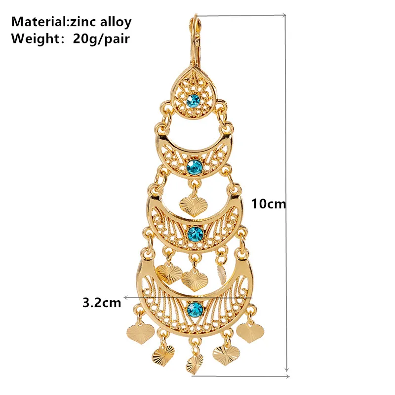 Marokko Vintage Gold Strass Quaste Ohrringe Frauen Mode Baumeln Ohrringe Nahen Osten Braut Schmuck – Detail 12