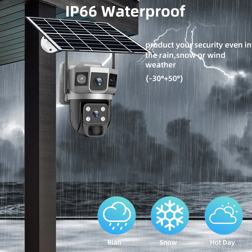 V380 Pro 6K 12MP 2 Objektiv 4G Solar CCTV Kamera Outdoor PTZ Auto Tracking WIFI Drahtlose Sicherheit hause Überwachung