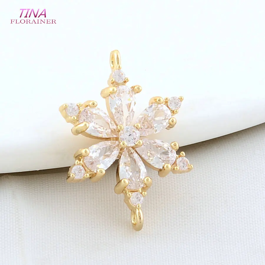 6PCS 14,5*20,5 MM 18K Gold Farbe Messing 2 Löcher Verbinden Blumen Charms Anhänger Halskette Ohrringe schmuck Machen DIY Zubehör – Detail 5