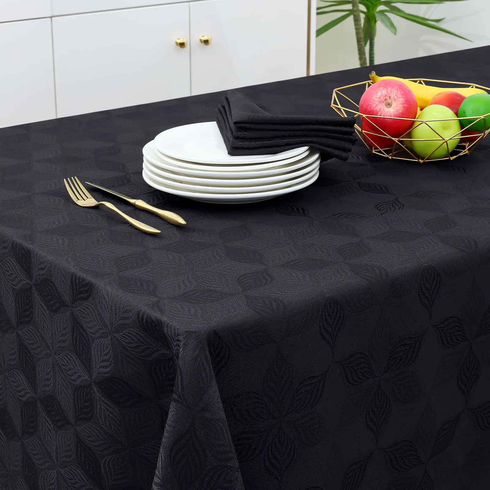 Olanly Leaf Flower Diagram Polyester Tablecloth Rectangle Table Cloth For Home Jacquard Dyeing Tablecloth For Banquet Party