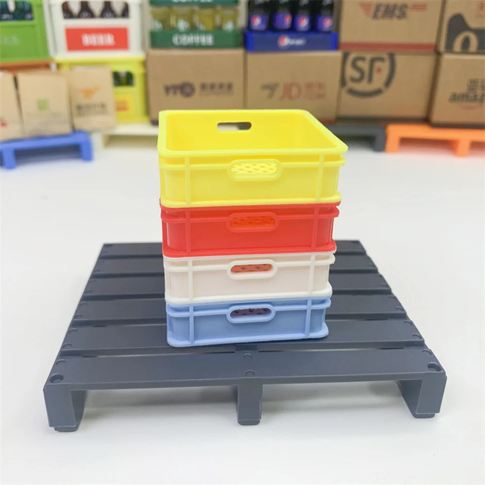 4PCS Miniature Plastic Food Basket Scale Model Ornaments 1:12 Dollhouse Mini Drink Storage Baskets Simulation Models DIY Crafts