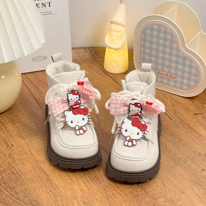 حار سانريو مرحبا كيتي أحذية الطفل Kawaii أنيمي طالب عادية عدم الانزلاق مقاوم للماء مقاومة للاهتراء الراحة عالية الجودة مارتنز الأحذية #2