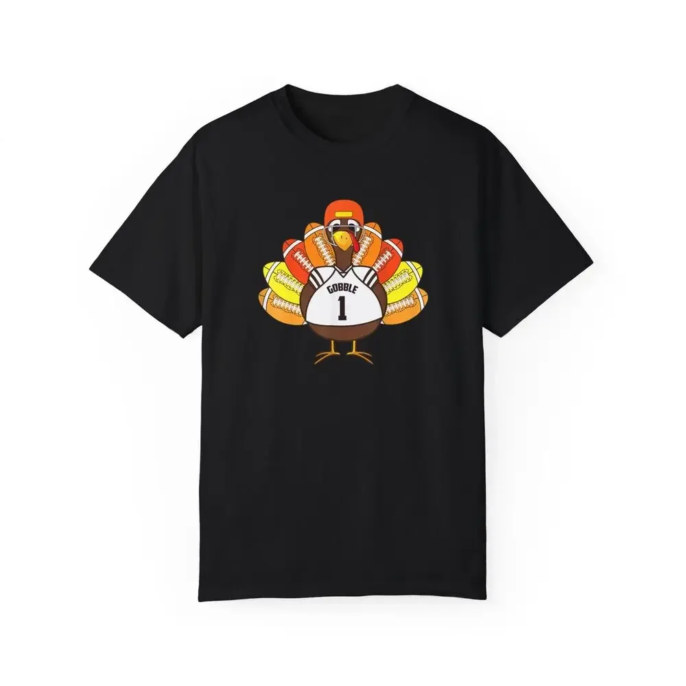 Gobble Turkey Football Thanksgiving Dinner Themed TShirt